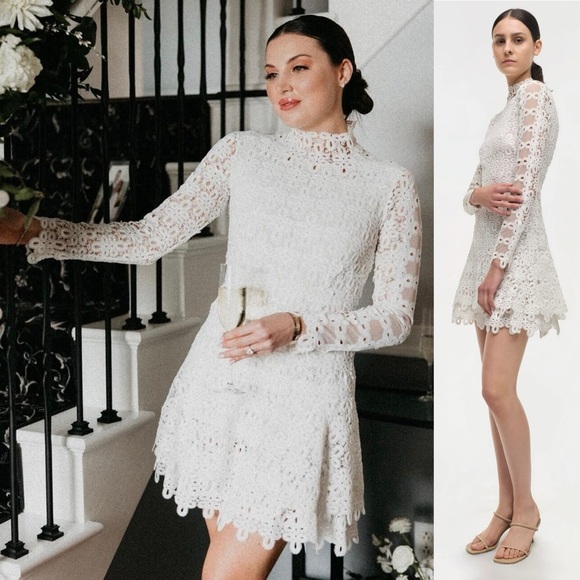 SIMKHAI Signature Joy Guipure Lace Mini Dress ASO Taylor Swift - Picture 13 of 15